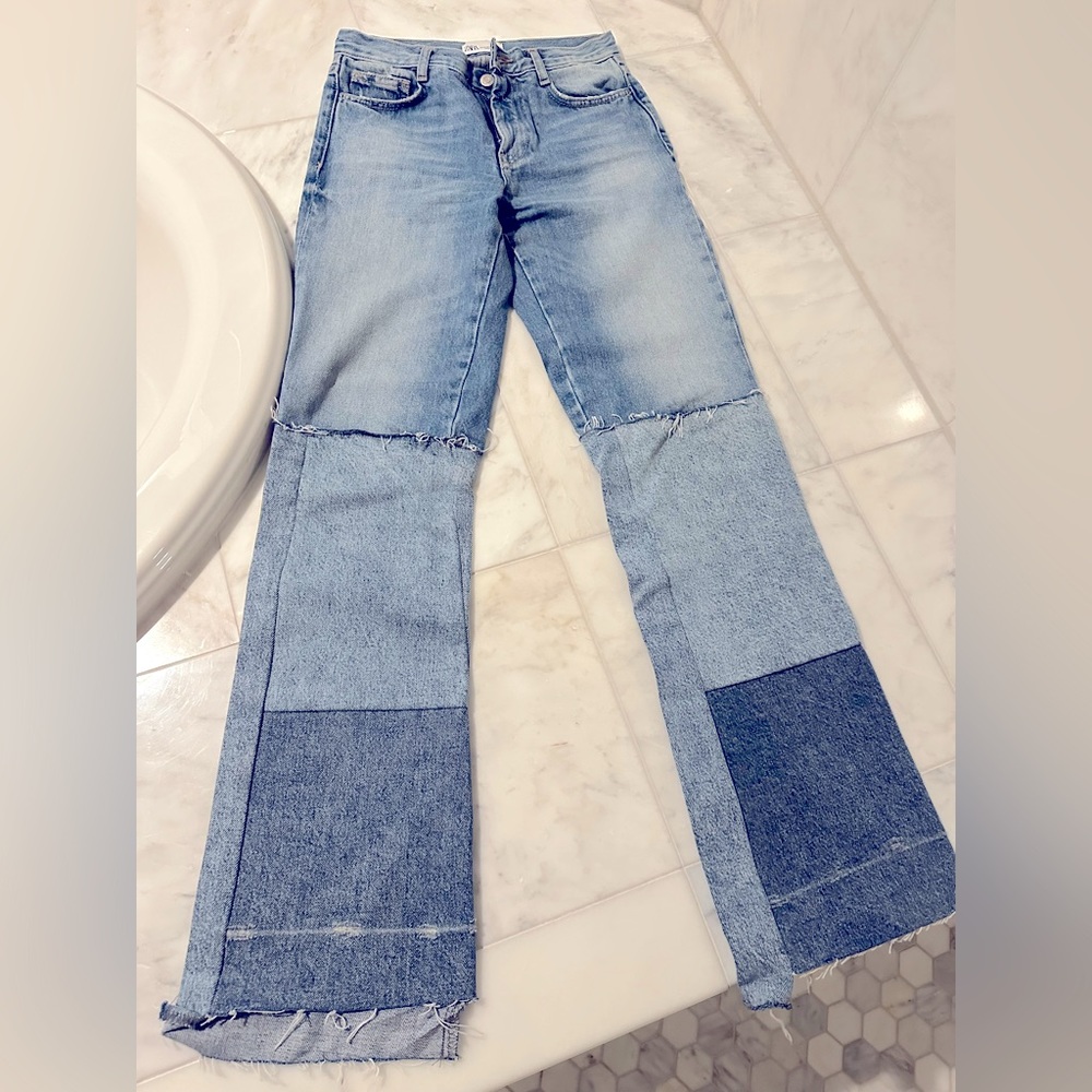 SOLD!!! Zara limited edition patchwork wide leg jeans